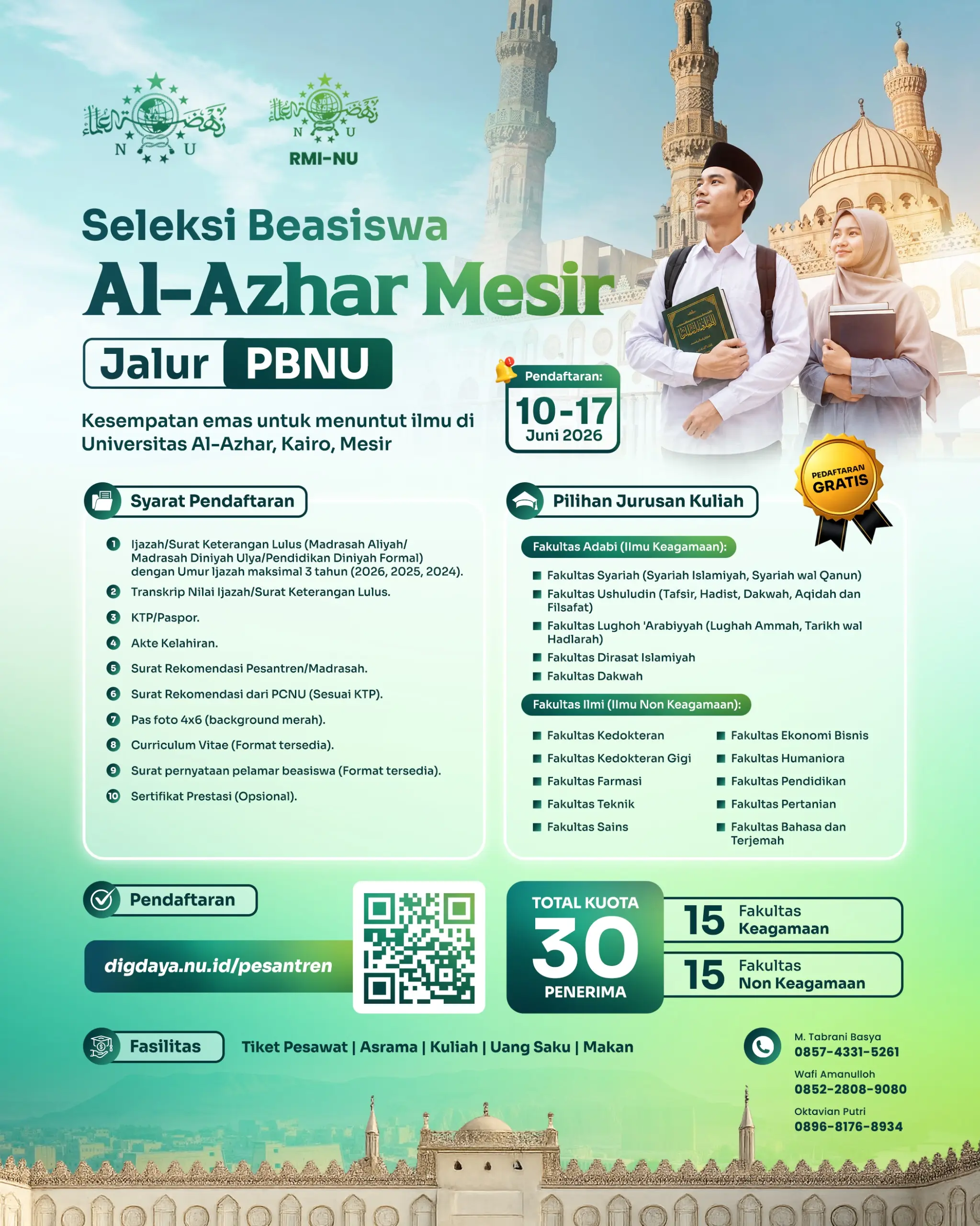 Seleksi Beasiswa Al-Azhar Mesir Jalur PBNU Mulai Dibuka