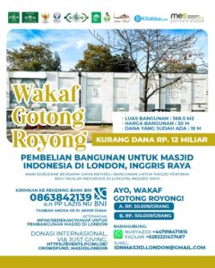 Luncurkan Wakaf Gotong Royong, Nahdliyyin Inggris Dirikan Masjid Indonesia di London
